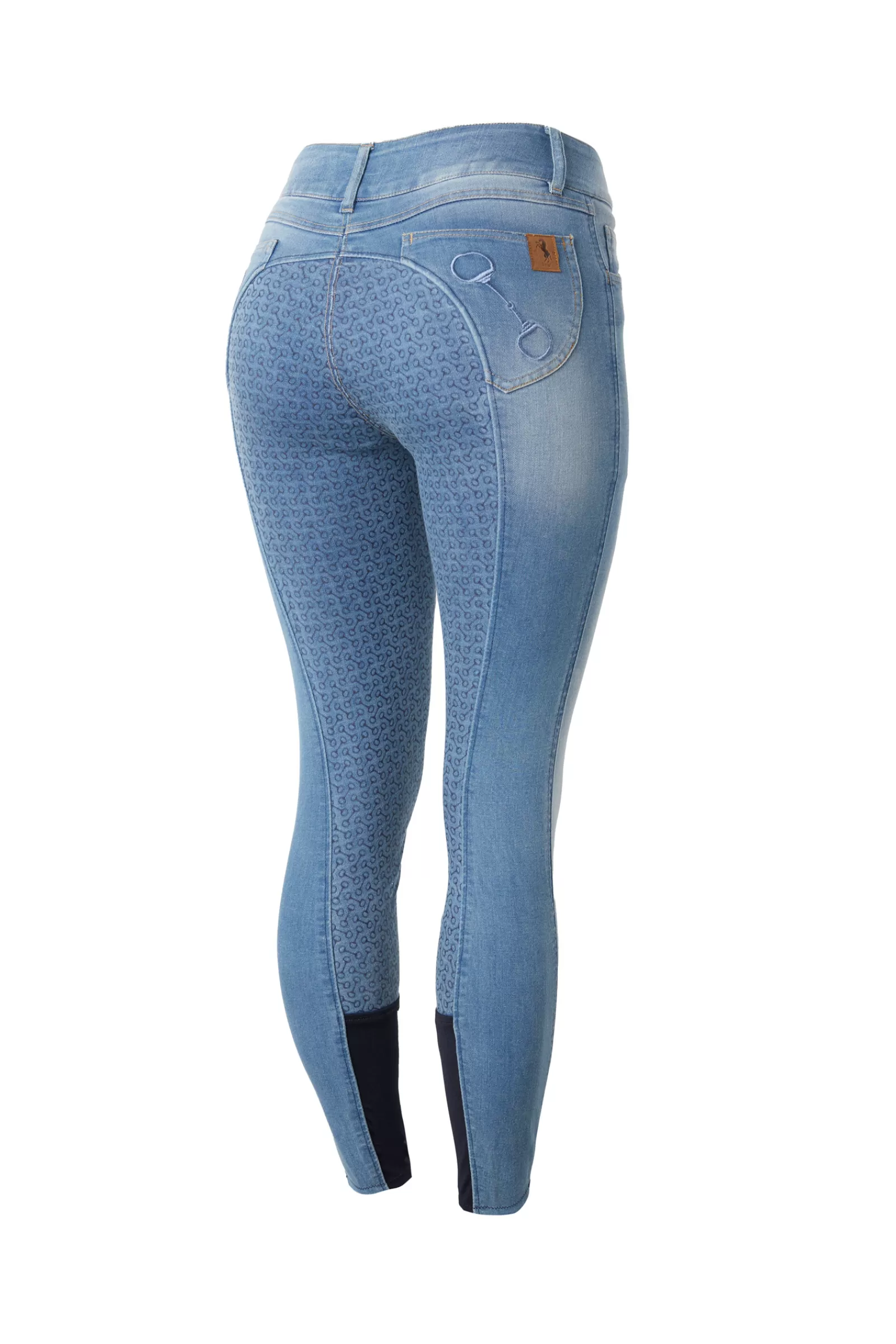 horze Pantalon D'équitation Fond Integral Silicone Jean Taille Haute Kaia, Femme< Pantalons D'équitation Fond Integral