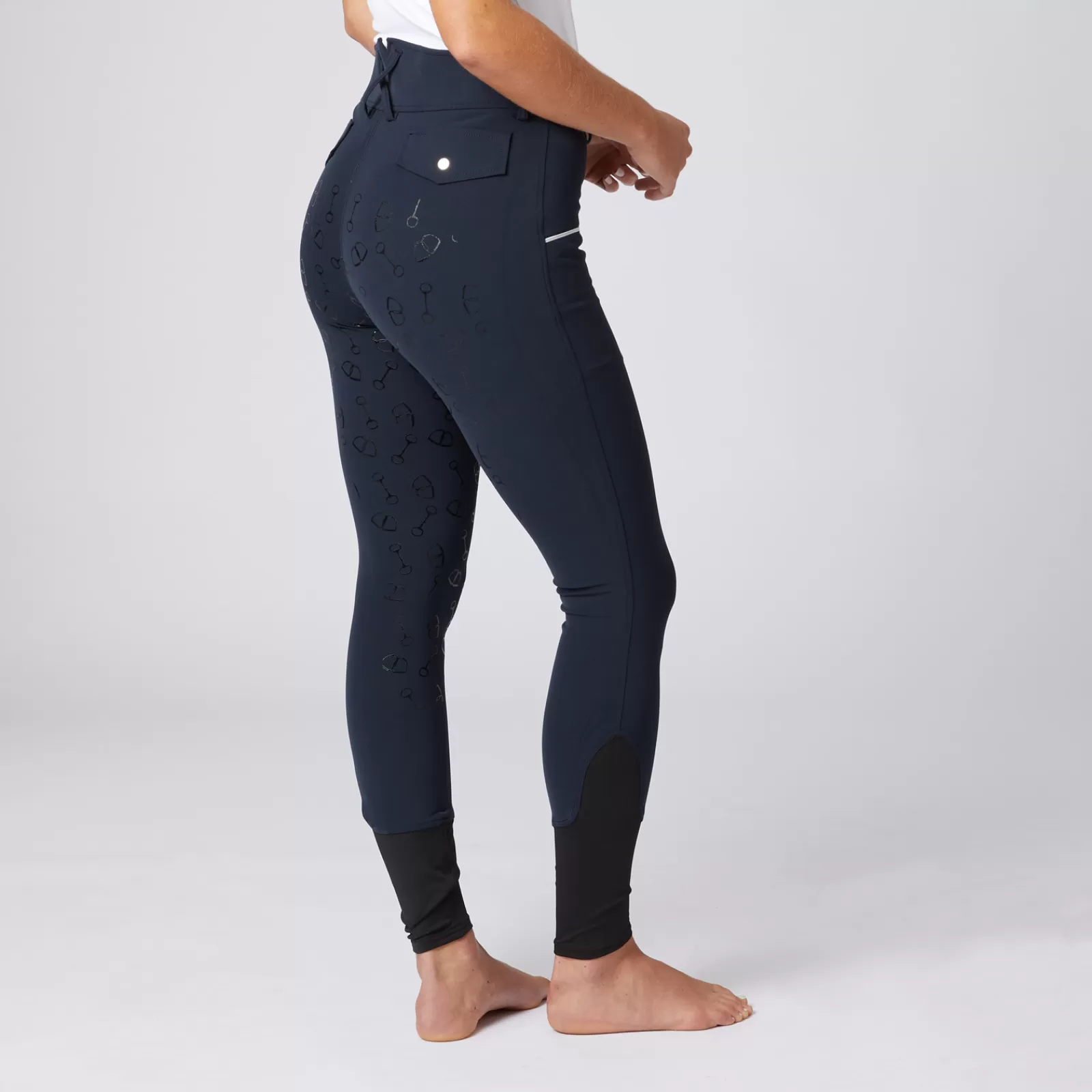 horze Pantalon D'équitation Taille Haute Fond Integral Silicone Mors, Femme< Pantalons D'équitation Fond Integral