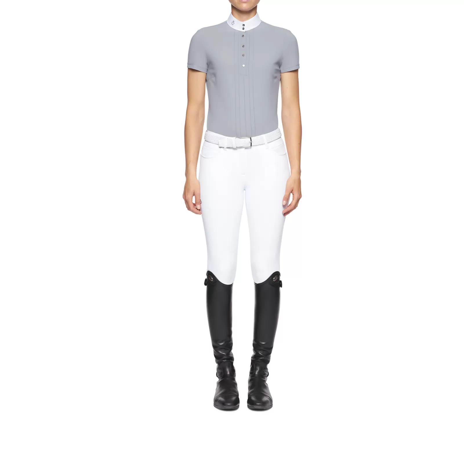 cavalleriatoscana Polo De Concours A Manches Courtes En Jersey Plisse Cavalleria Toscana Pour Femme< Concours