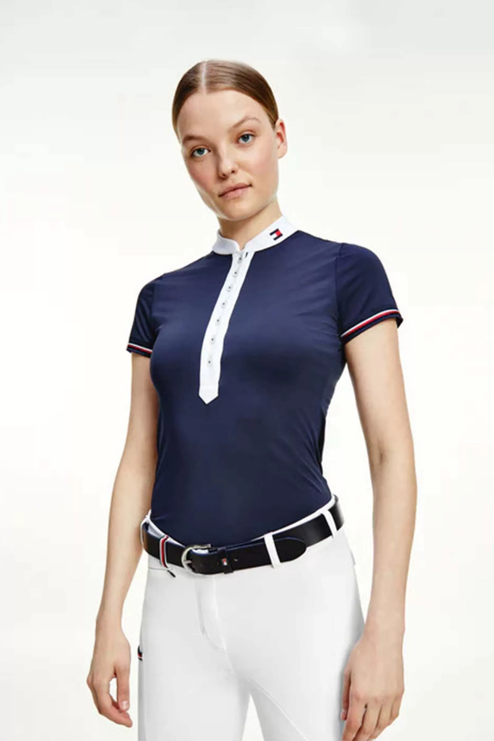 tommyhilfigerequestrian Tommy Hilfiger Equestrian T-Shirt De Concours A Manches Courtes Pour Femmes< Tee Shirts & Polos